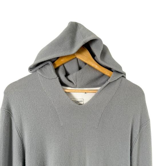 Club Monaco Cashmere Hoodie Sweater in Light Gray w/ Kangaroo Pocket, Size Large - Picture 3 of 9